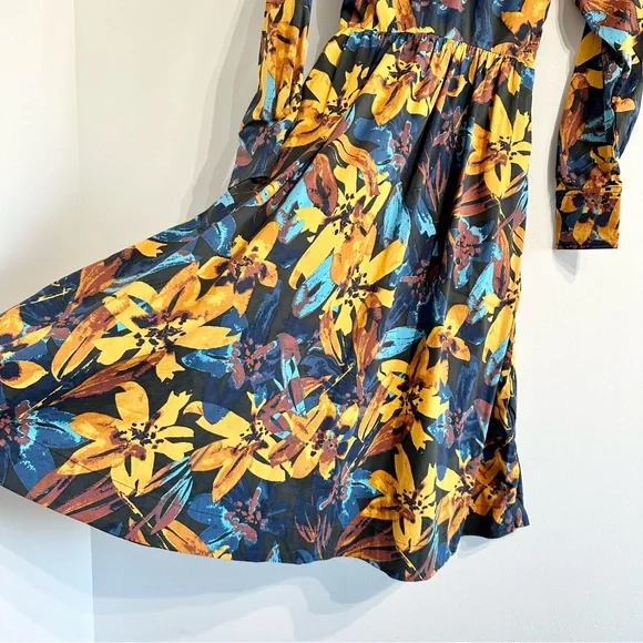 Marissa Webb Lily Floral Shirtdress long sleeve poplin cotton v-neck midi - Picture 9 of 13